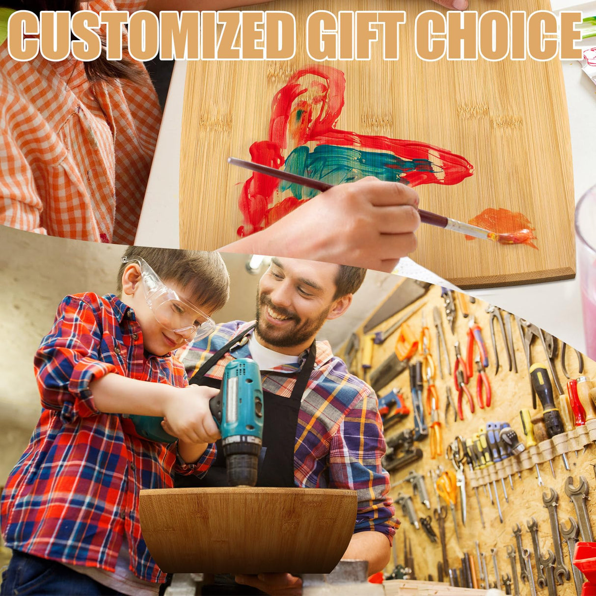 12 Packs Cutting Board Set Plain Chopping Board with Handles Large Serving Board Wooden Kitchen Cutting Board Bulk for Vegetables Meat Pizza Cheese Fruit Bread (17 x 10 Inch, Bamboo) Patelai