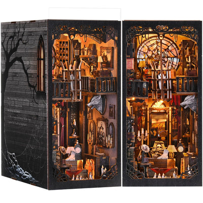 TOYQI DIY Book Nook Kit, Miniature House Dollhouse Kit for Adult and Teens, Book Nook Kits for Adults, Booknook Bookend Alley Model Build with Dust Cover