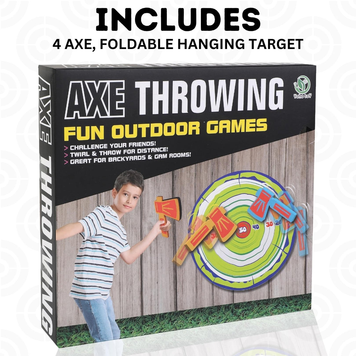 Liberty Imports Foam Axe Throwing Game - Indoor Outdoor Toy Lumberjack Hatchet Toss Ax Game with 4 Foam Axes, One 22” Easy Fold Target for Kids and Adults Liberty Imports