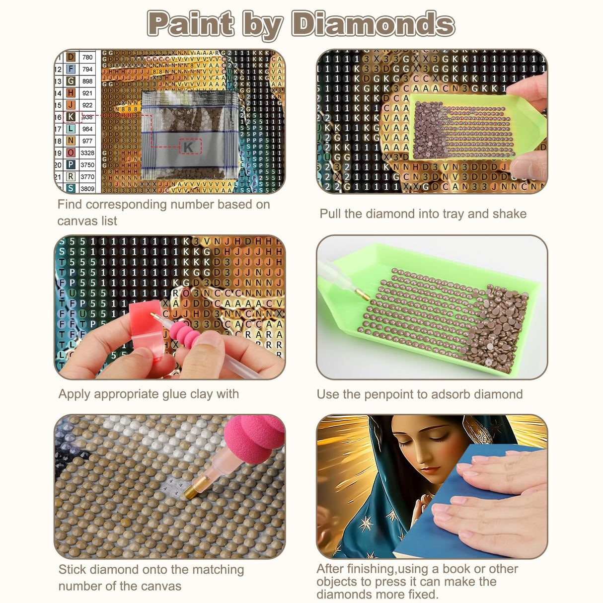 CEOVR Virgin Mary Diamond Painting Kits for Adults, Virgin Mary Pray Diamond Art Dots 5D Full Drill DIY Gem Art, Adult Crafts Kits Arts and Crafts, Wall Decor for Home Office 12x16in CEOVR