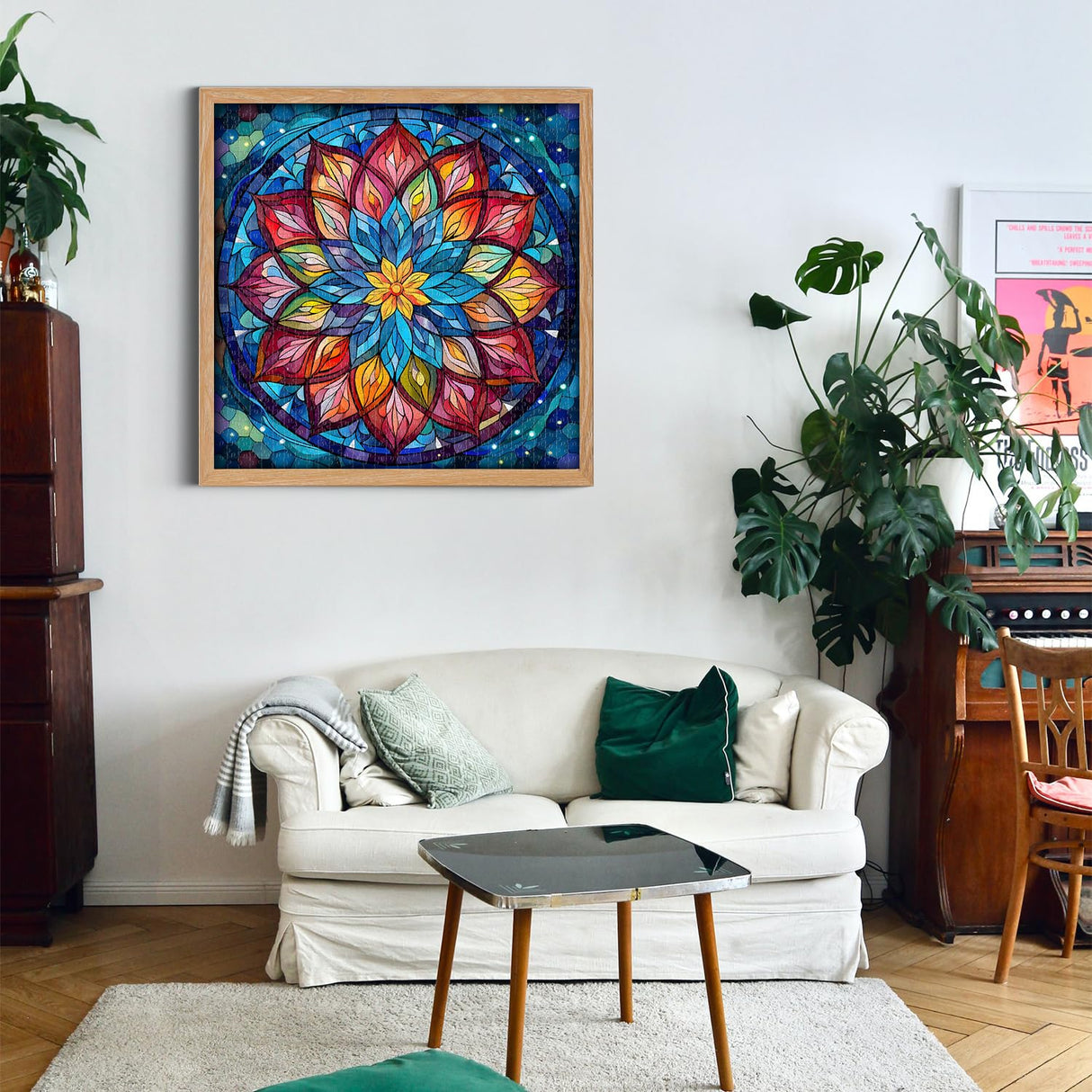 Stained Glass Puzzle Mandala Puzzle for Adults 1000 Pieces, Colorful Mandala Flower Puzzle Art, Impossible Hard Difficult Challenging Jigsaw Puzzles for Adults PICKFORU