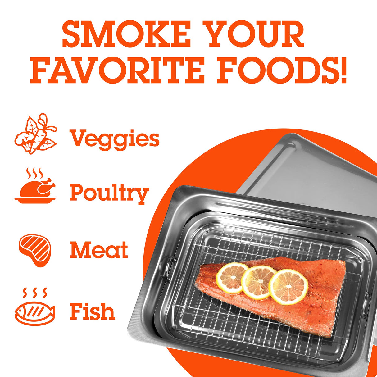 Camerons Original Stovetop Smoker - Smoker Box Gift Set w/Oak, Apple, Hickory Wood Chip Pints & Recipes - Indoor Outdoor Use on Any Heat for Smoking Meats, Veggies & Seafood - Grilling Gift for Men Camerons