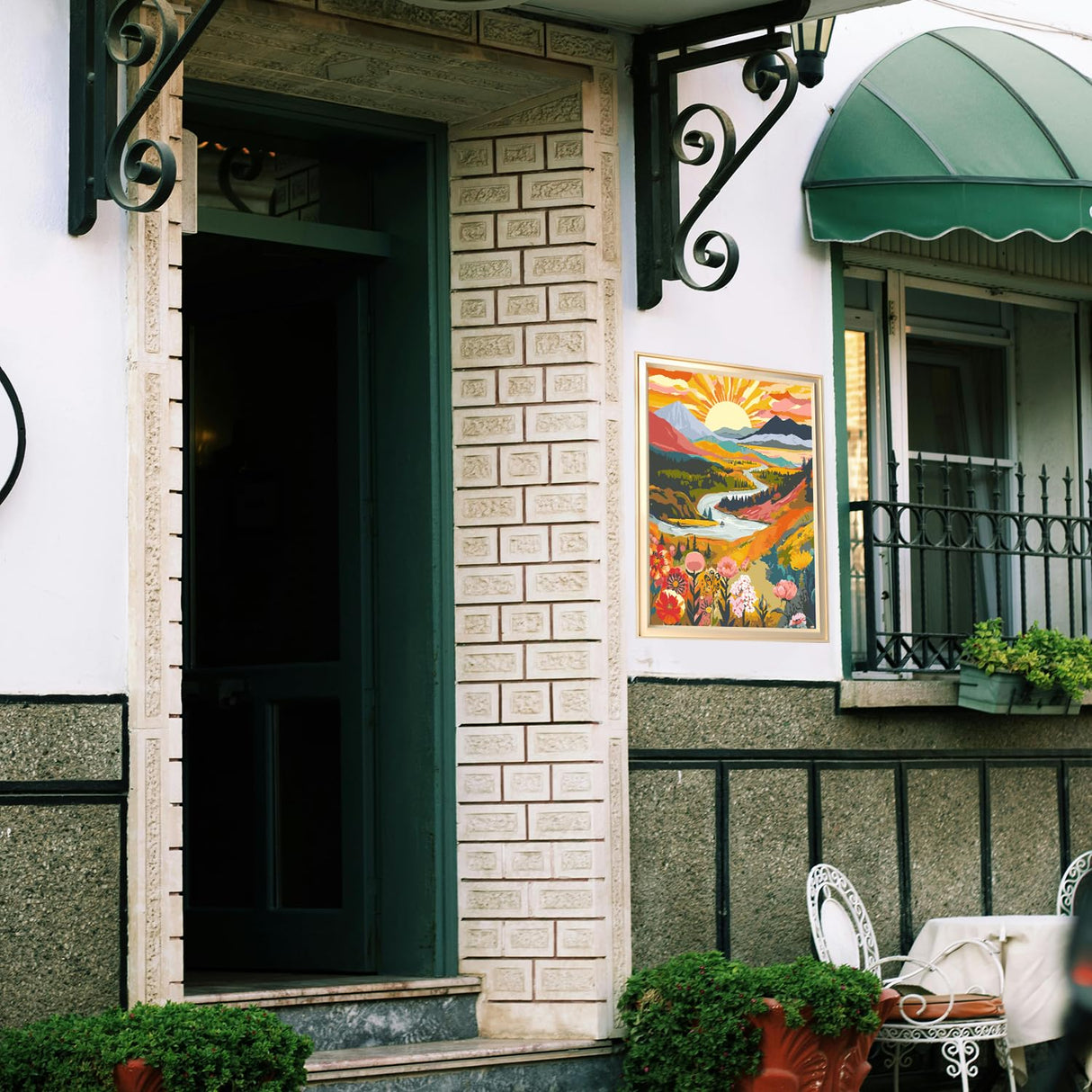 NPCSWXQ Paint by Numbers Kit for Adults Beginners, Sunrise Mountains and Rivers Landscape Painting Crafts Number Art Paint Kits for Home Wall Bedroom Study or Office Decor Gift 16x20Inch NPCSWXQ