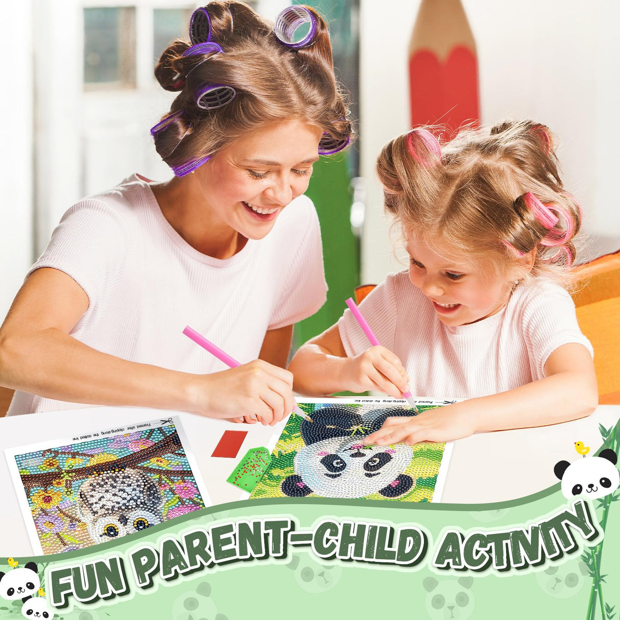 UPINS 4 Pack Cartoon Diamond Art Kits, 6 x 6 Inch Cute Animals DIY Diamond Arts Painting Kits for Adults Beginner Full Round Drill Gem Art for Home Wall Decor Present UPINS