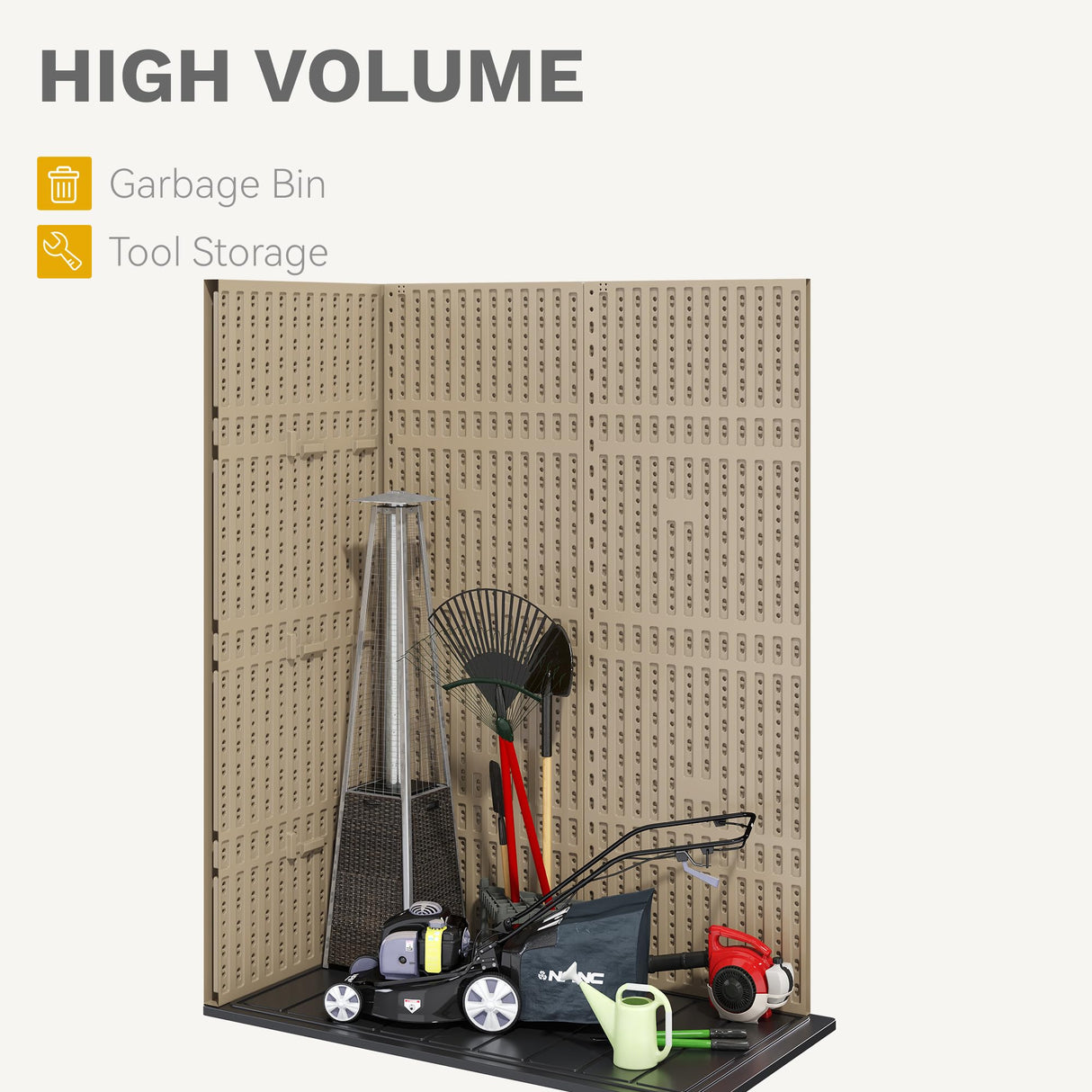 DWVO 59 Cu. Ft. Vertical Storage Shed, Weatherproof Outdoor Tall Cabinet with Double-Wall Panels and Floor, Lockable Resin Shed for Garden, Garage, Patio,Brown (Shelves Not Included) DWVO