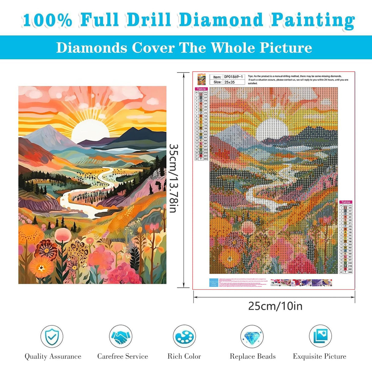 Diamond Art Kits for Adults Beginner, 2 Pack Mountain Flower DIY Modern Diamond Painting Kits 5D Diamond Dots Gem Art Crafts with Tools,Round Full Drill Funny Crafts for Home Wall Decor&Gift-10x13.7in BAWKENTON