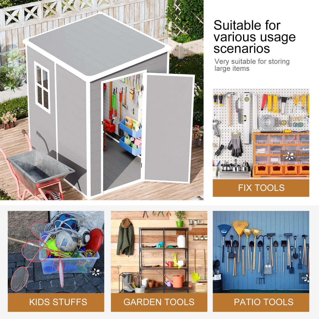 Outdoor Resin Storage Shed 5x4 FT Sheds Kit with Floor Window Lockable Door Included, Waterproof Outside Plastic Sheds for Backyard Garden Patio Lawn Tools WELYAS