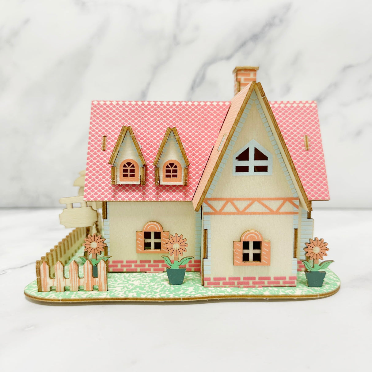 3D Wooden Puzzles for Adults Wooden House Building Model Kits, Hut Model Log Cabin Model Kits, 3D Jigsaw Brain Teaser Puzzles, Sunflower Manor 6.5" × 5.3" × 4.7 " MPIUET