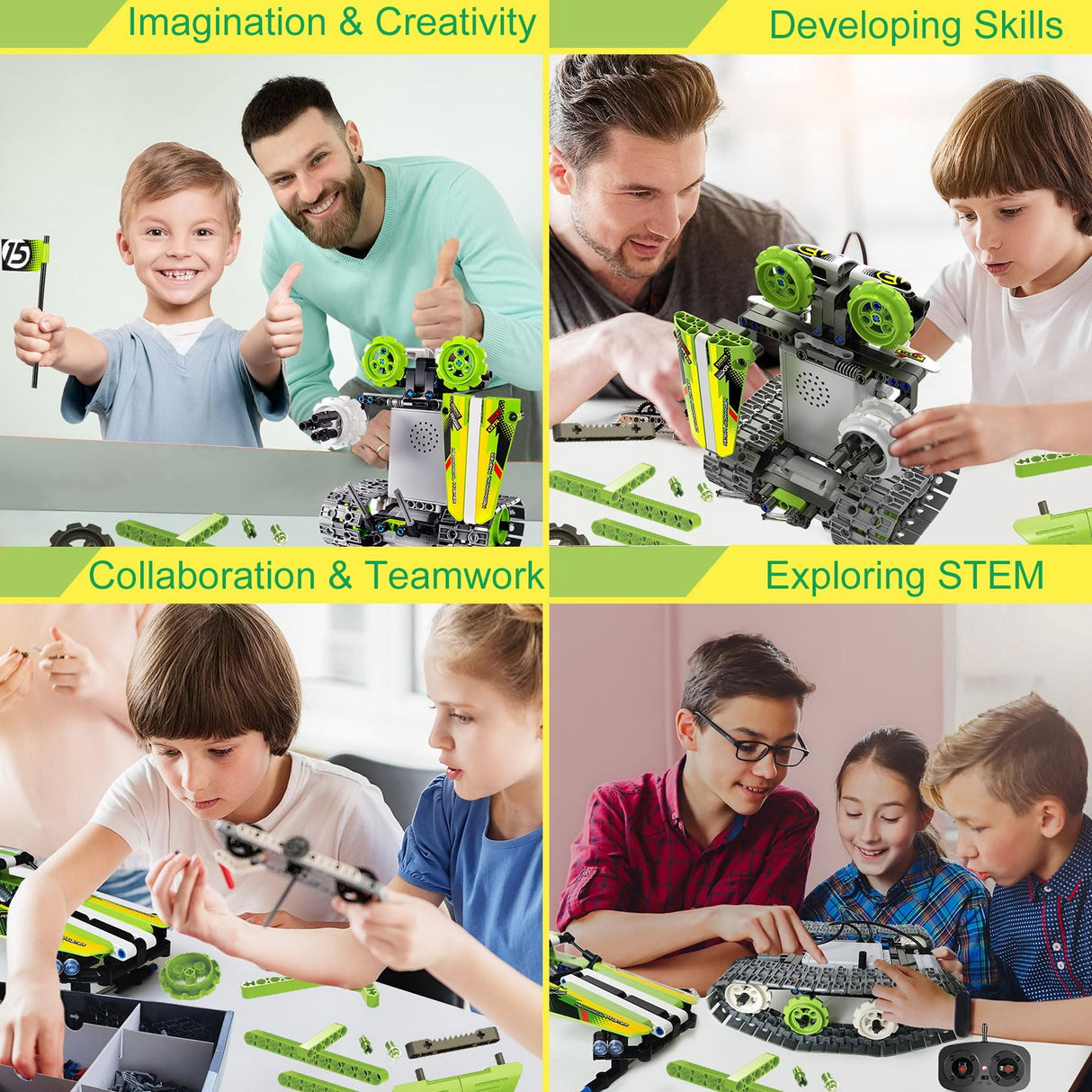 BIRANCO. Remote Control Tracked 3in1 Stunt Racer Building Kit - RC Car STEM Construction Toy, Gift Idea for Kids, Boys and Girls Ages 8-12 Year Old (353 Pcs) BIRANCO.