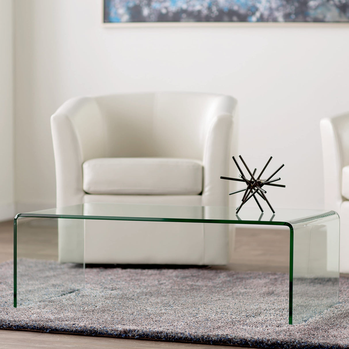 Meihua Glass Coffee Table for Living Room, Clear Coffee Table with 0.47 inch Tempered Glass, Small Modern Coffee Table. Meihua