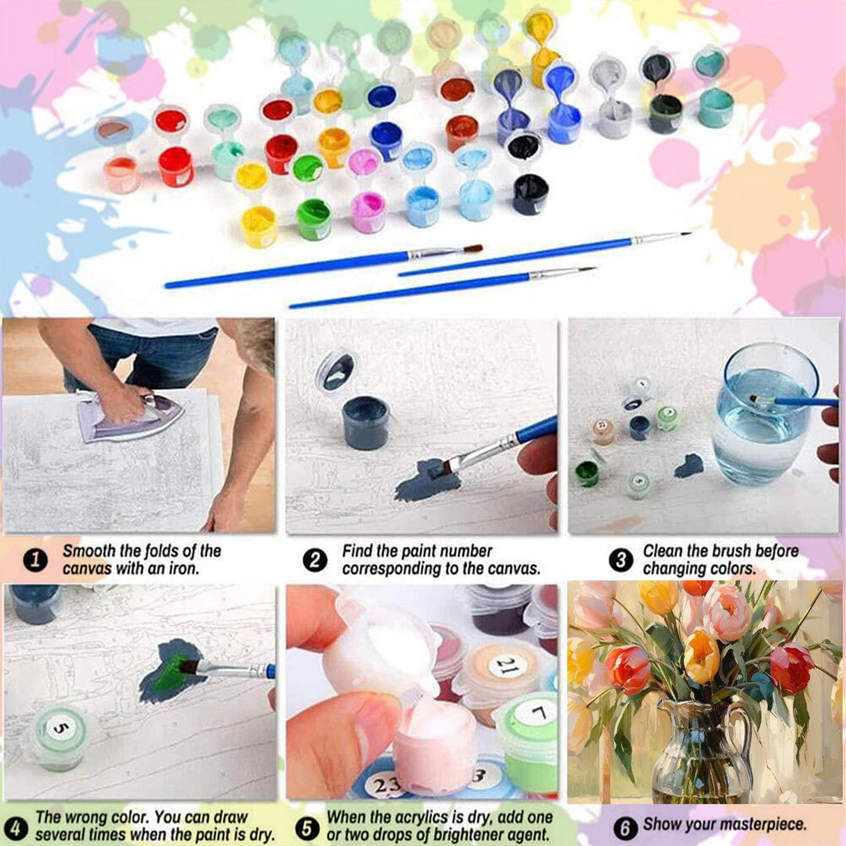 Arttoplus Flower Paint by Numbers Kit for Adults Canvas-Flower Paint by Numbers Kits for Adults,Flowers Painting by Numbers Adult for Gift Home Wall Decor(16x20inch) Arttoplus