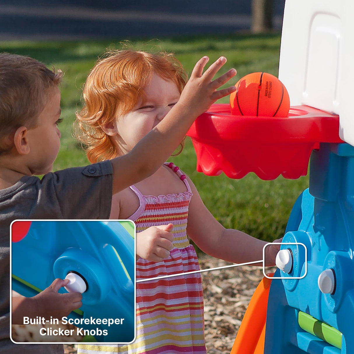 Step2 Game Time Sports Climber, Kids Indoor/Outdoor Playset, Backyard Playground Set, Slide, Climbing Wall, Basketball Hoop, Outside Jungle Gym, For Toddlers 2-6 Years Old Step2