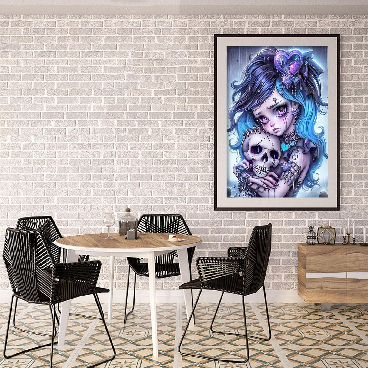 cdjlddww 5D Diamond Painting Kits for Adults, Gothic Diamond Art Kits for Beginners, DIY Skull Round Full Diamond Gemstone Art Rhinestone Painting for Wall Decor 12X16 inch cdjlddww