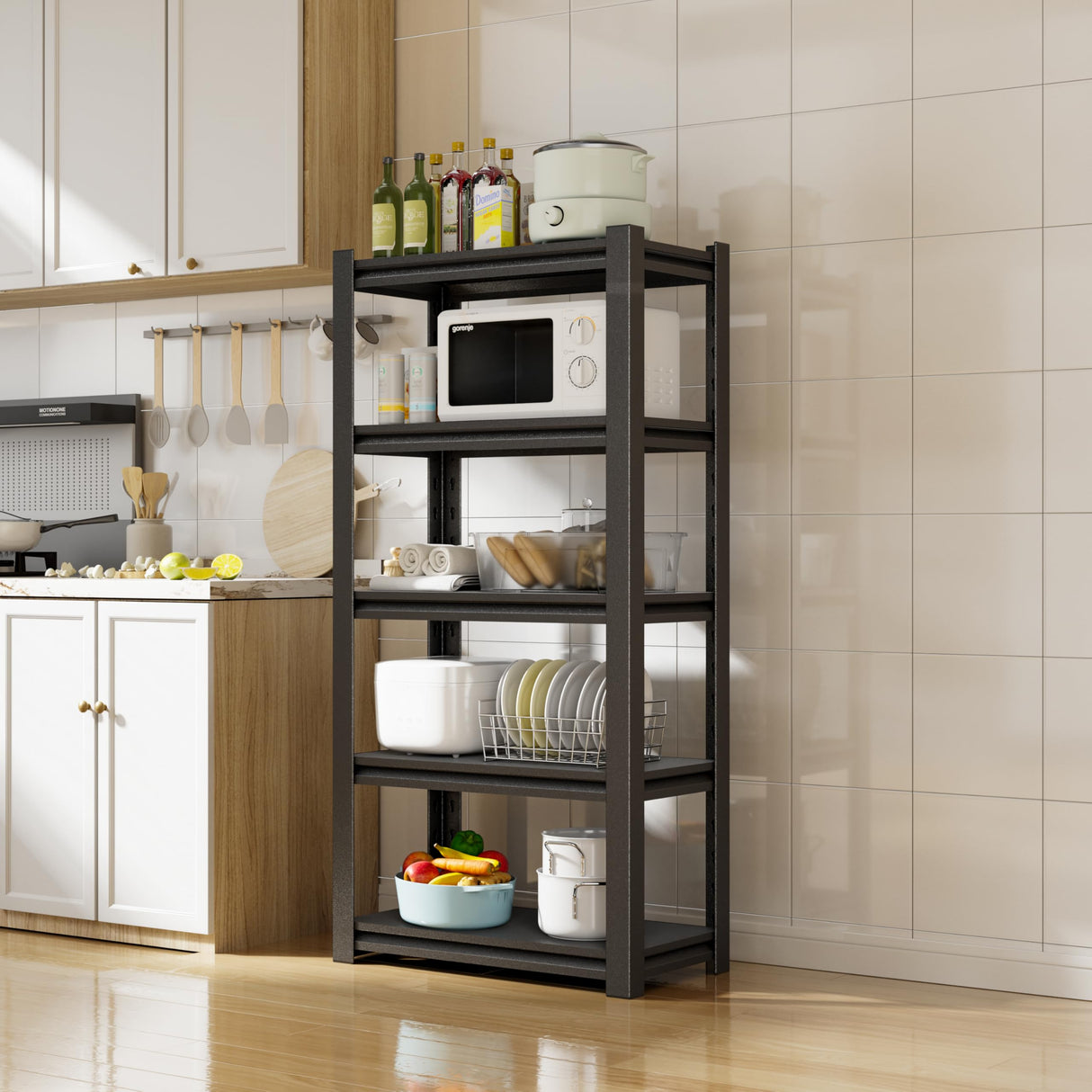 CBCNWR 63''H Garage Storage Shelves, 1600LBS Steel Heavy Duty Storage Shelves, Adjustable 5-Tier Metal Shelf Rack, Heavy Duty Shelving for Garage,Warehouse,Basement,Pantry–Black 23" W x15.7 D x63 H CBCNWR