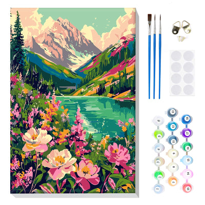 MOGTAA Mountain Paint by Number Kit for Adults Beginners Framed, Adult Paint by Number Kits On Canvas, Easy Adults' Paint-by-Number Kits, DIY Mountain Oil Painting Kits for Home Decor, 8x12in