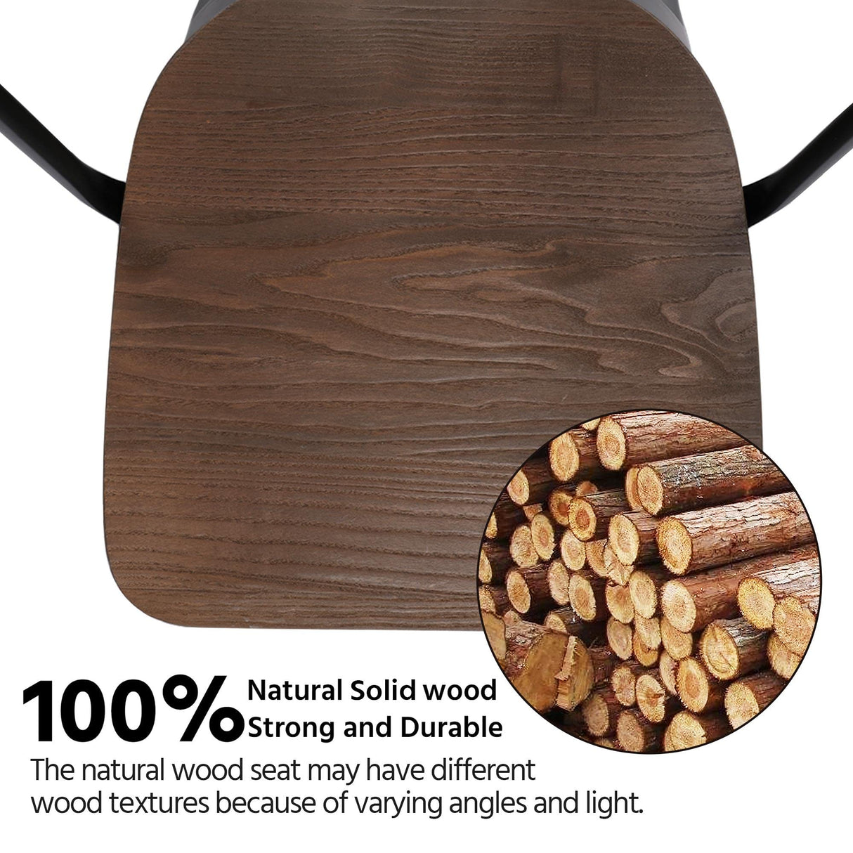 Yaheetech 18 Inch Classic Iron Metal Dining Chair with Wood Top/Seat Indoor-Outdoor Use Chic Dining Bistro Cafe Side Barstool Bar Chair Coffee Chair Set of 4 Black Yaheetech