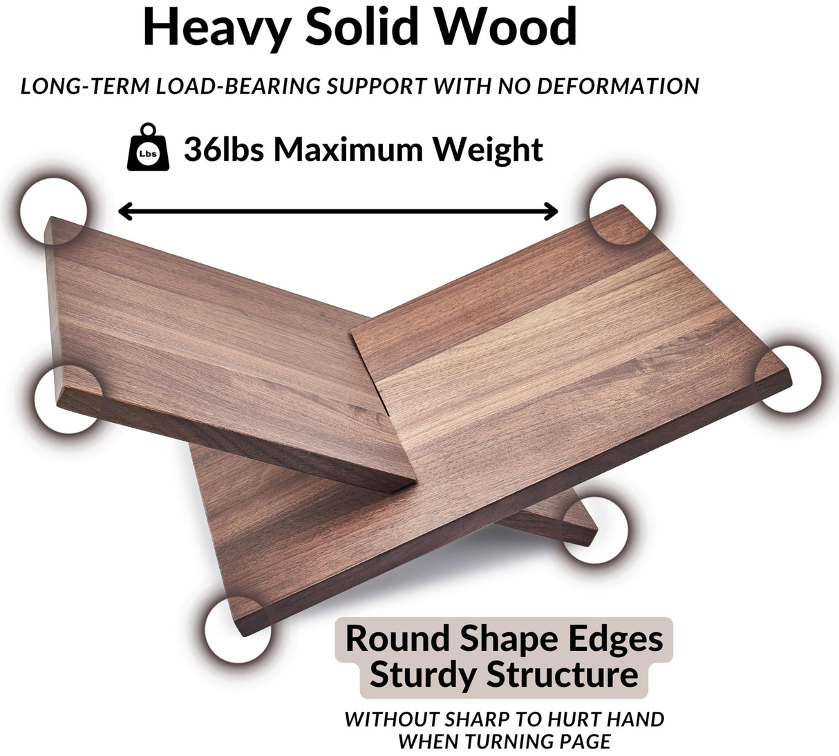 Honygebia Solid Wood Book Stands - Cross Frame Walnut Wooden Book Holder, Open Bookstand for Display and Reading, Suitable for Art, Bible, Cookbook, Easel, Magazine, Textbooks Honygebia