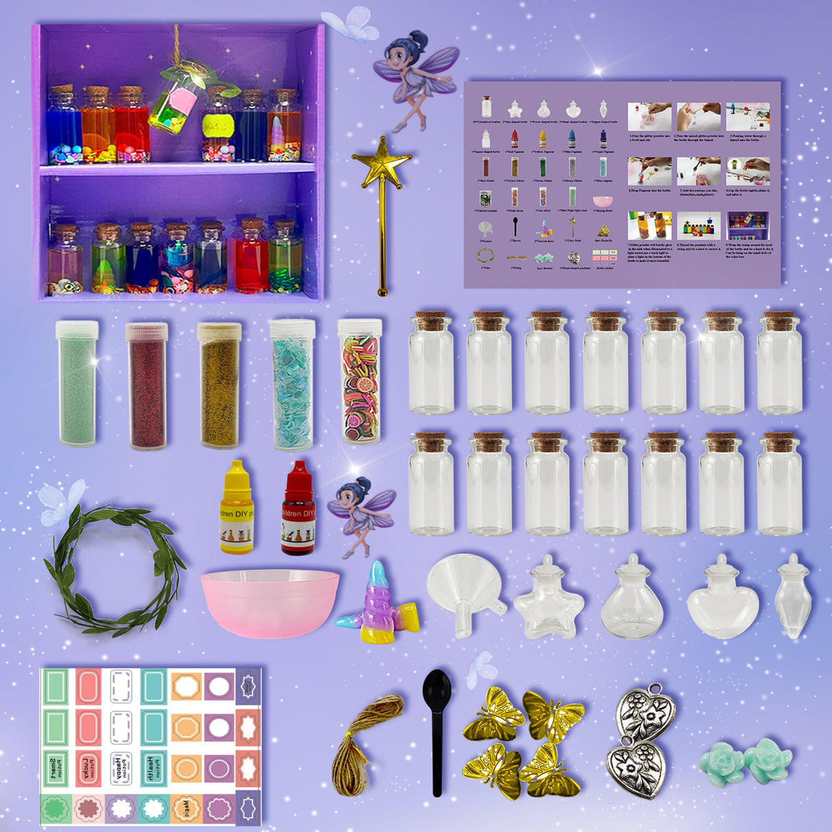 AWZNG 18pcs Potion Bottles Kits For Girls,Fairy Mixies Bottles with Potion For Christmas And Hallween Decorations For Children,Creativity Art Toy for Girls, Fun Birthday Gift Toys for Girl 6 7 8 9 10+ AWZNG
