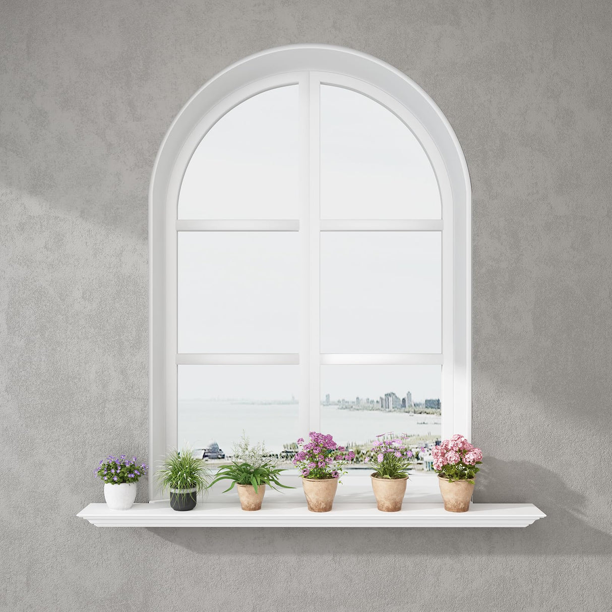 WELLAND White Finished 48 inch Pine Wood Fireplace Mantel Shelf Wall Mounted,Corona Crown Molding Floating Wall Picture Ledge Shelves WELLAND