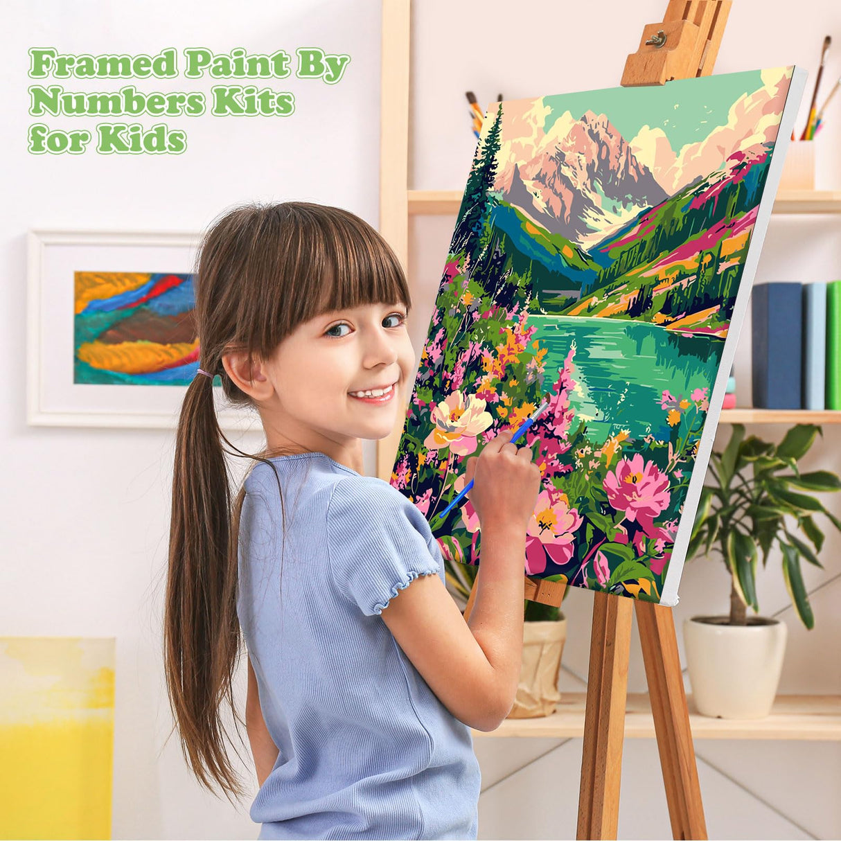 MOGTAA Mountain Paint by Number Kit for Adults Beginners Framed, Adult Paint by Number Kits On Canvas, Easy Adults' Paint-by-Number Kits, DIY Mountain Oil Painting Kits for Home Decor, 8x12in MOGTAA