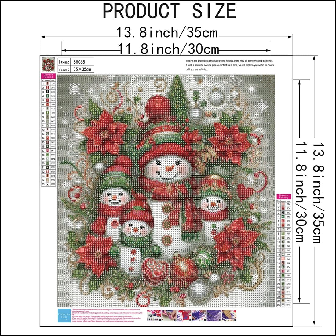 Christmas Winter Diamond Painting Kits For Adults,Snowman Family 5D Diamond Art Kits For Beginner,DIY Full Round Drill Diamond Arts and Crafts Gem Art Painting for Home Wall Decor 14 X 14inch SHICERNHJ