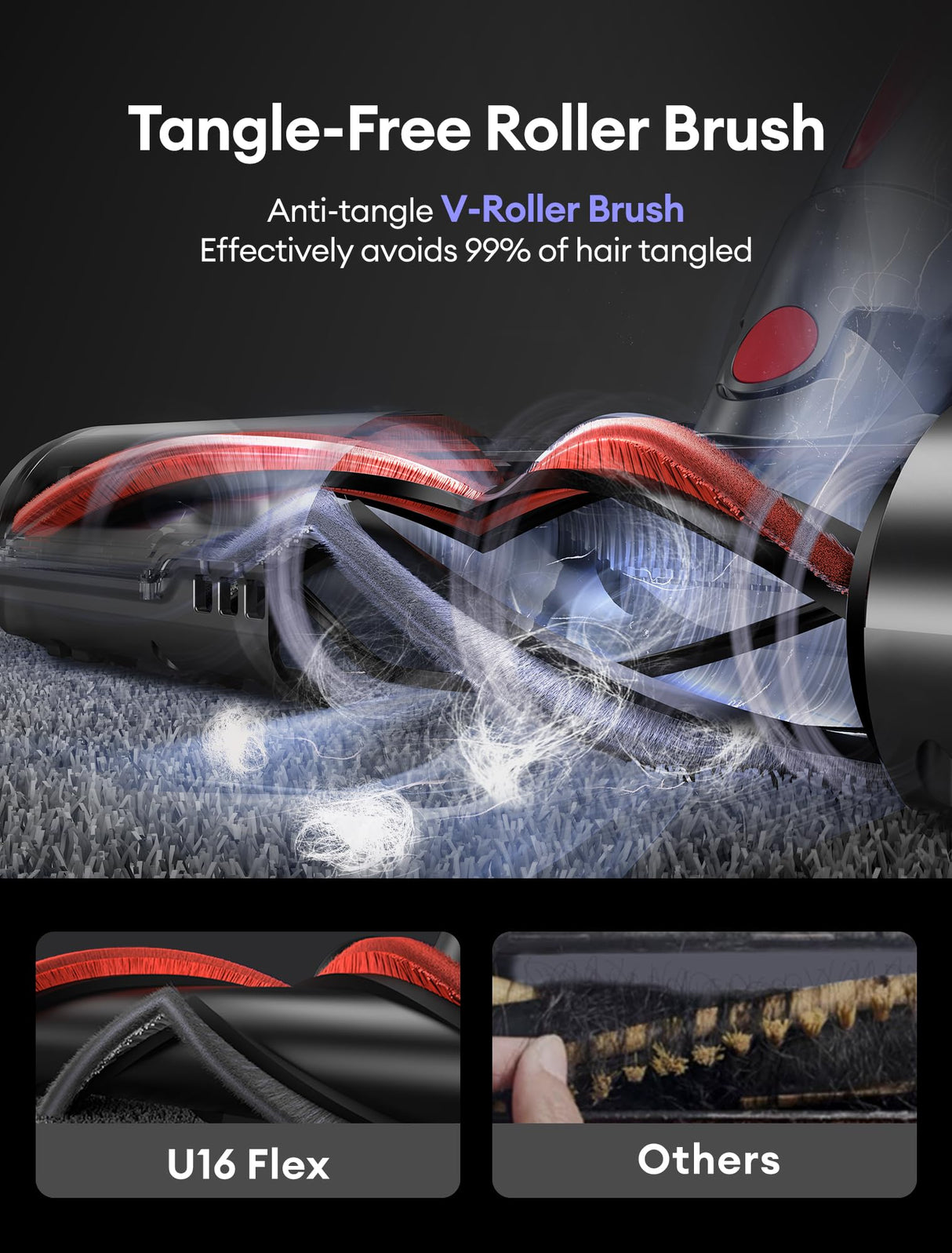 Ultenic Cordless Vacuum Cleaner, 550W/50Kpa, 60Mins Runtime, Stick Vacuum Cordless Rechargeable with 180°Bendable Wand, Anti-Tangle Brush, Vacuum Cleaners for Home/Pet Hair/Carpet/Floor U16 Ultenic