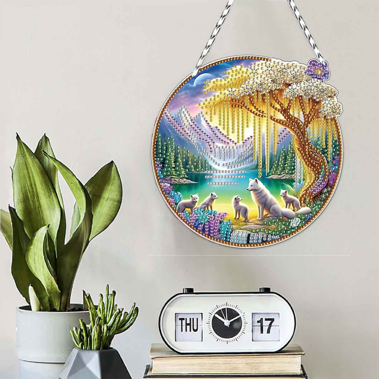 RYMILIE Diamond Art Painting Pendant Kits 5D Diamond Art Painting Art Hanging Kit Mountain Scenery DIY Diamond Crystal Window Pendant Kit for Adults Gift Wall Home Decoration RYMILIE