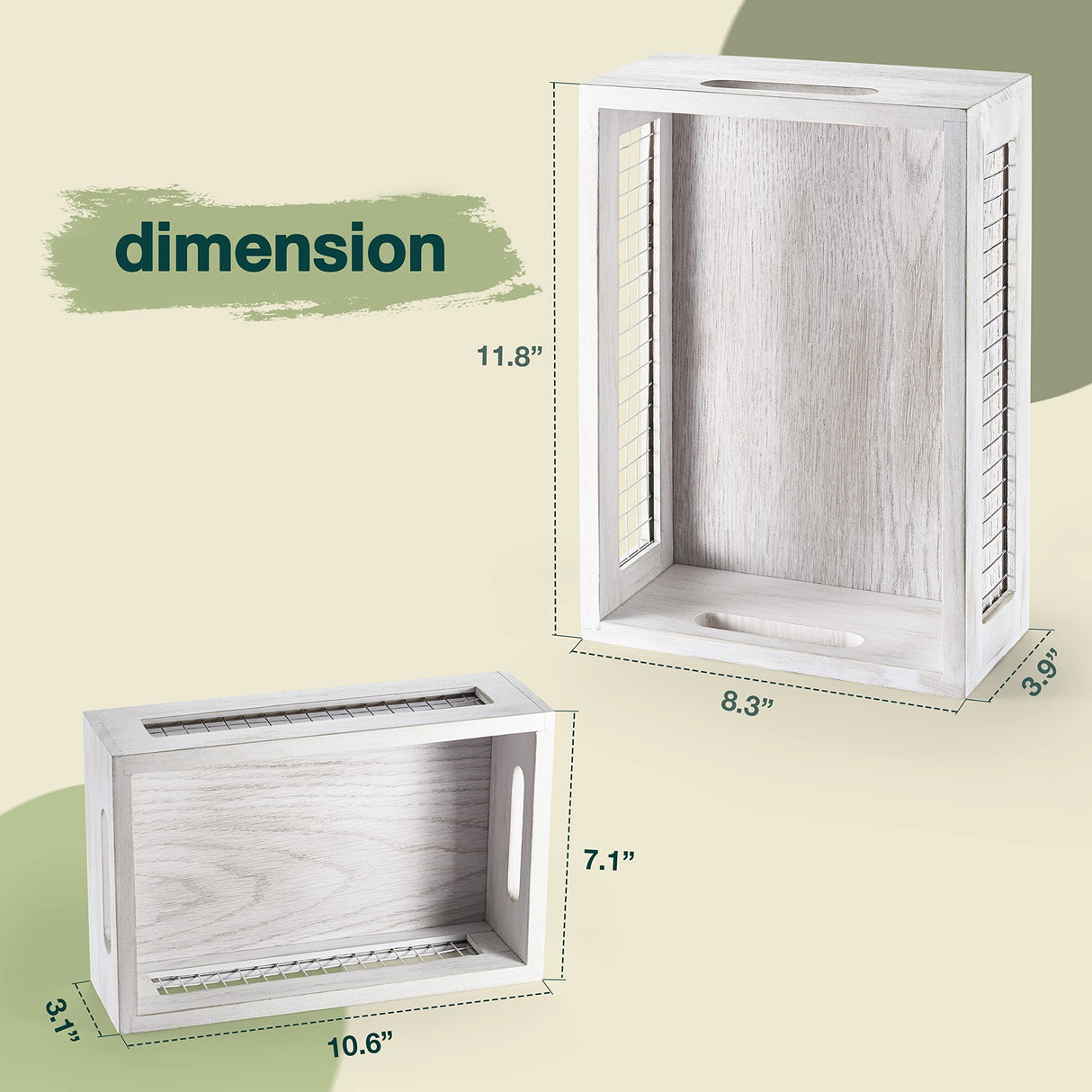 NAGAWOOD Wooden Countertop Baskets Set of 2 for Kitchen, Bathroom, Pantry|Wall Mount Upgrade with Full Accessories| Rustic Nesting Boxes|Wooden Organizer Crates for Fruit, Vegetables, Produce, Bread NAGAWOOD