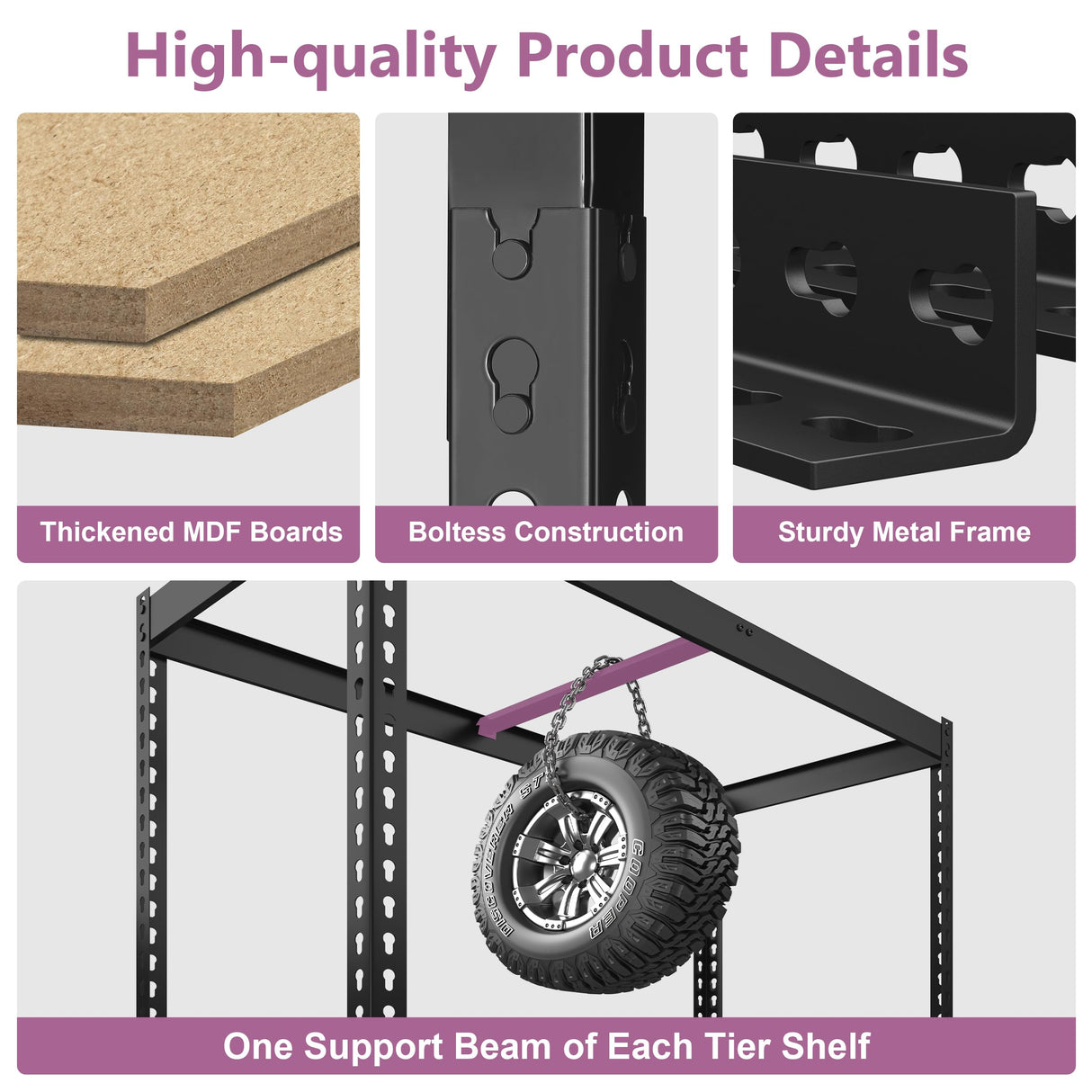 Prilinex Heavy Duty Storage Shelves 40" W x 20" D x 60" H - 4-Tier Adjustable Metal Garage Shelving Unit, Standing Utility Shelf Racks for Pantry Warehouse Kitchen, Black Prilinex