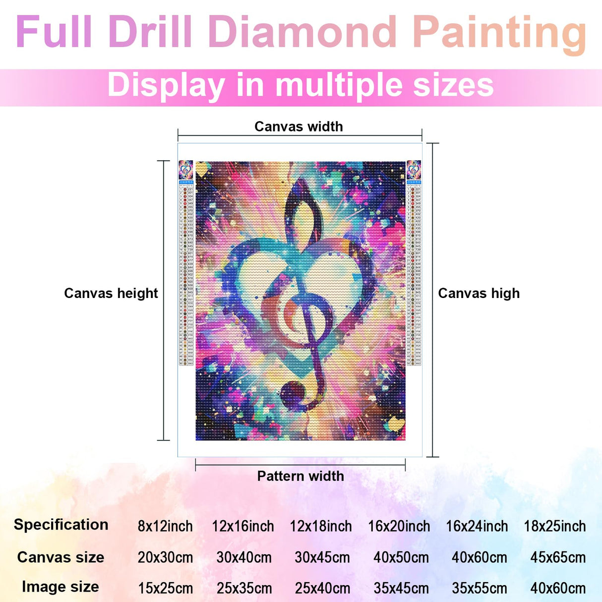 YOUSHIHA Music Notes Diamond Painting Kits for Adults,DIY 5D Musical Instrument Diamond Art Full Drill for Adult,for Beginner Home Wall Decor Gift 8x12 Inch YOUSHIHA