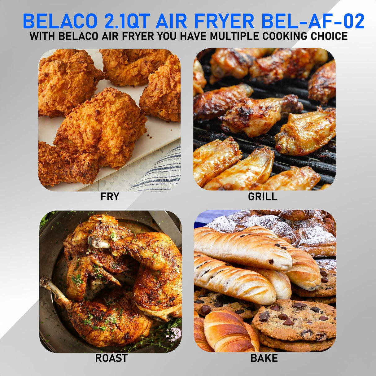 Belaco Air Fryer, 2.1Qt Digital Display, Rapid Air Circulation, Air Fryers, 60 Min Timer, Small Air Fryer, Adjustable Temperature, Dishwasher Safe Basket BEL-AF-02 Belaco