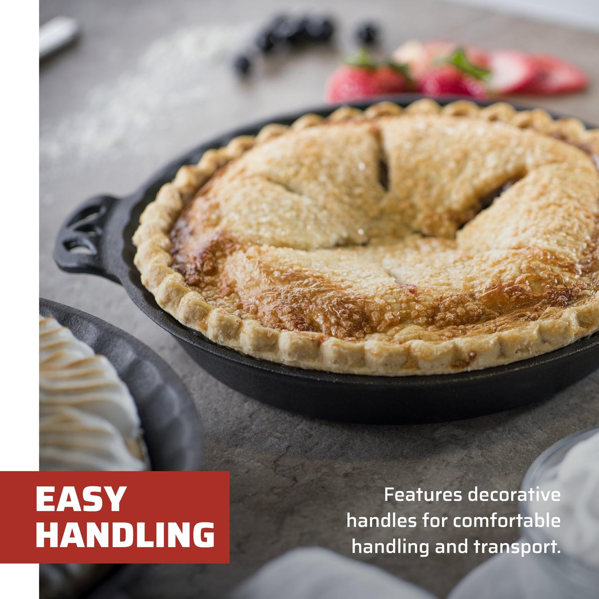 Camp Chef Cast Iron Pie Pan - True-Seasoned Cast Iron Pie Dish for Cooking & Camping Accessories - 10" Camp Chef