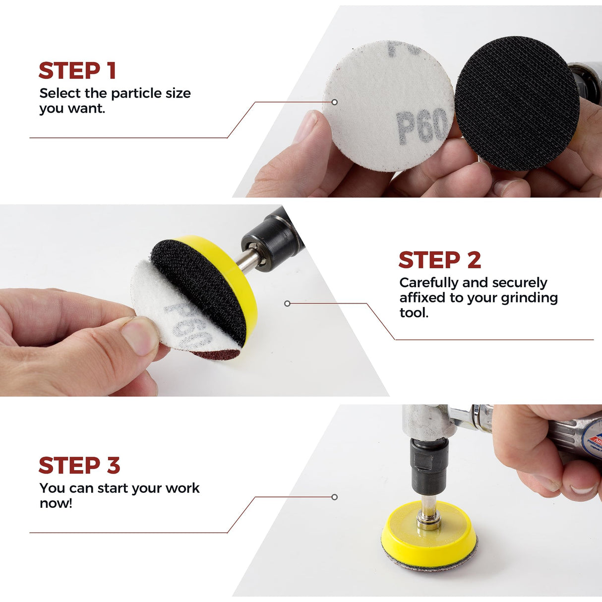 S SATC 100PCS 2 Inch Sanding Disc Hook and Loop Sandpaper 60 Grit Grinder Rotary Tools Attachment Aluminum Oxide Sanding Discs for Woodworking Wood Automotive Metal No-Hole S SATC