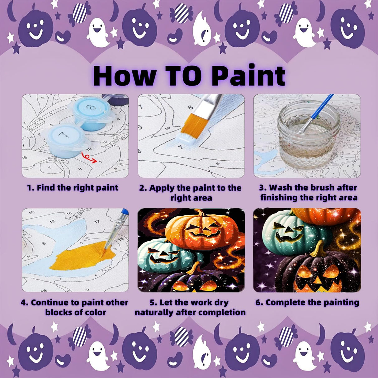 Arttoplus Halloween Paint by Numbers Kit for Adults Beginner-Pumpkin Adult Paint by Number Kits on Canvas, Horror DIY Acrylic Oil Painting by Numbers for Adults for Gift Home Wall Decor(16x20inch) Arttoplus