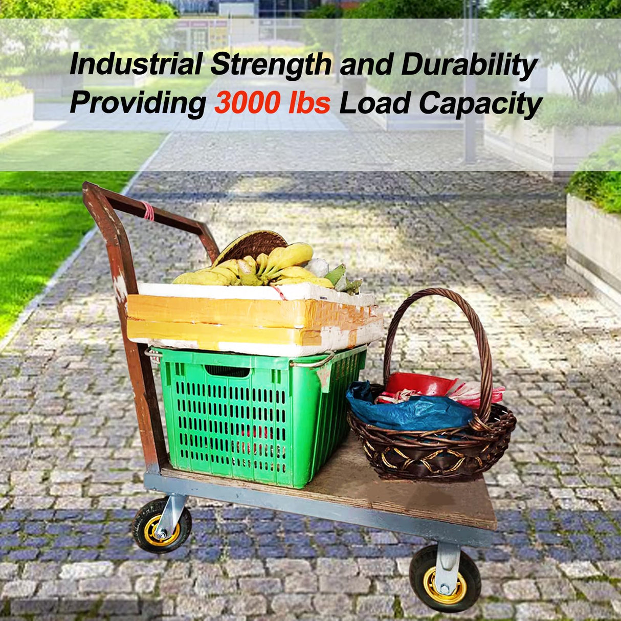 GaeaAuto 8 Inch Heavy Duty Casters Wheels Set of 4 Swivel Industrial Casters Rubber Wheels Tires for Cart Bench Shop Dolly Outdoor Wheels Replacement with 2 Brake and 3000Lbs Load Capacity, 4 Pack GaeaAuto