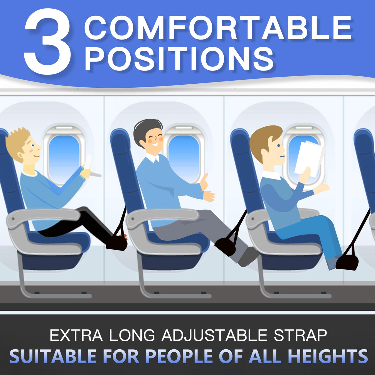 2-Pack Airplane Travel Footrest Hammock - Perfect Airplane Foot Hammock to Relax Your Feet - Travel Essentials Comfy Foot Hanger Plane Footrest for Long Trip FEIMINI