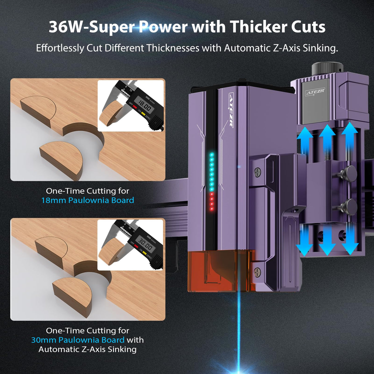 ATEZR L2 36W Laser Engraver with Air Assist & 12“*12” Honeycomb Laser Bed ATEZR