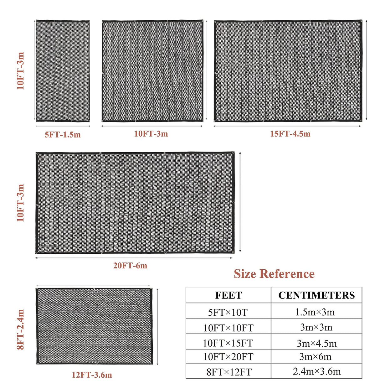 Garden expert 50% Black Shade Cloth 10x15FT Taped Edge with Grommets Sun Net Mesh for Garden Patio Backyard UV-Resistant Garden expert