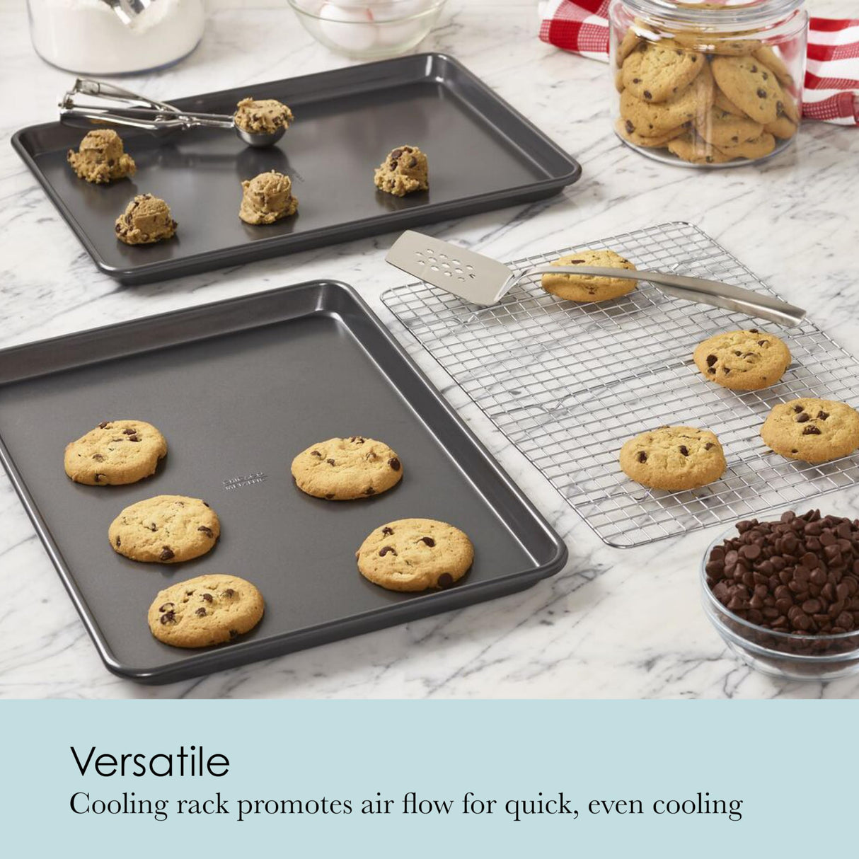 Chicago Metallic Professional Non-Stick Cookie and Jelly-Roll Pan Set with Cooling Rack, 17 by 12.25 Inches Chicago Metallic