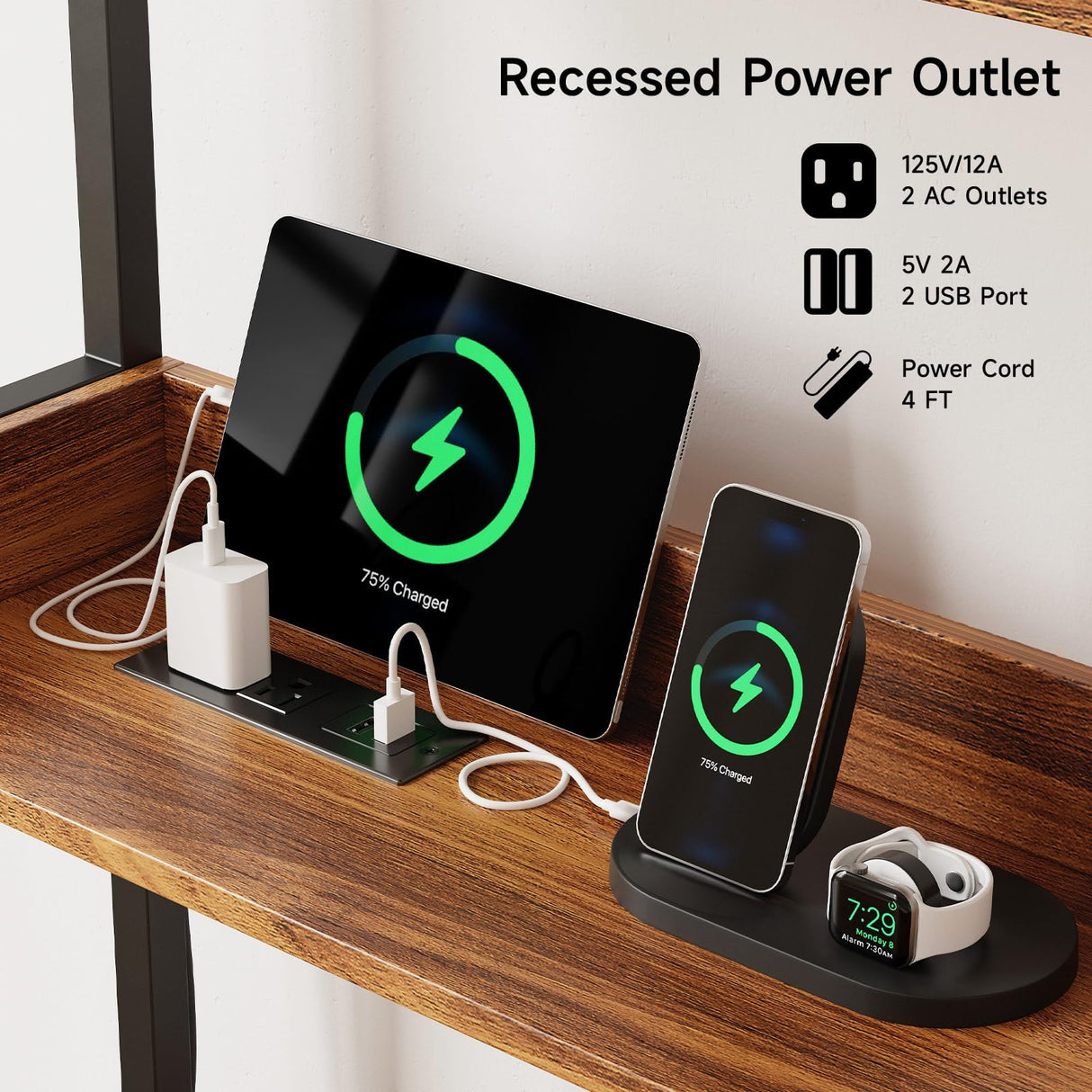 ONBRILL 55 Inches Cat Litter Box Enclosure, Hidden Litter Box Furniture with 2 Storage Shelves and Charging Sockets, Wooden Cat House, Large Indoor Cabinet for Livingroom & Entryway, White ONBRILL