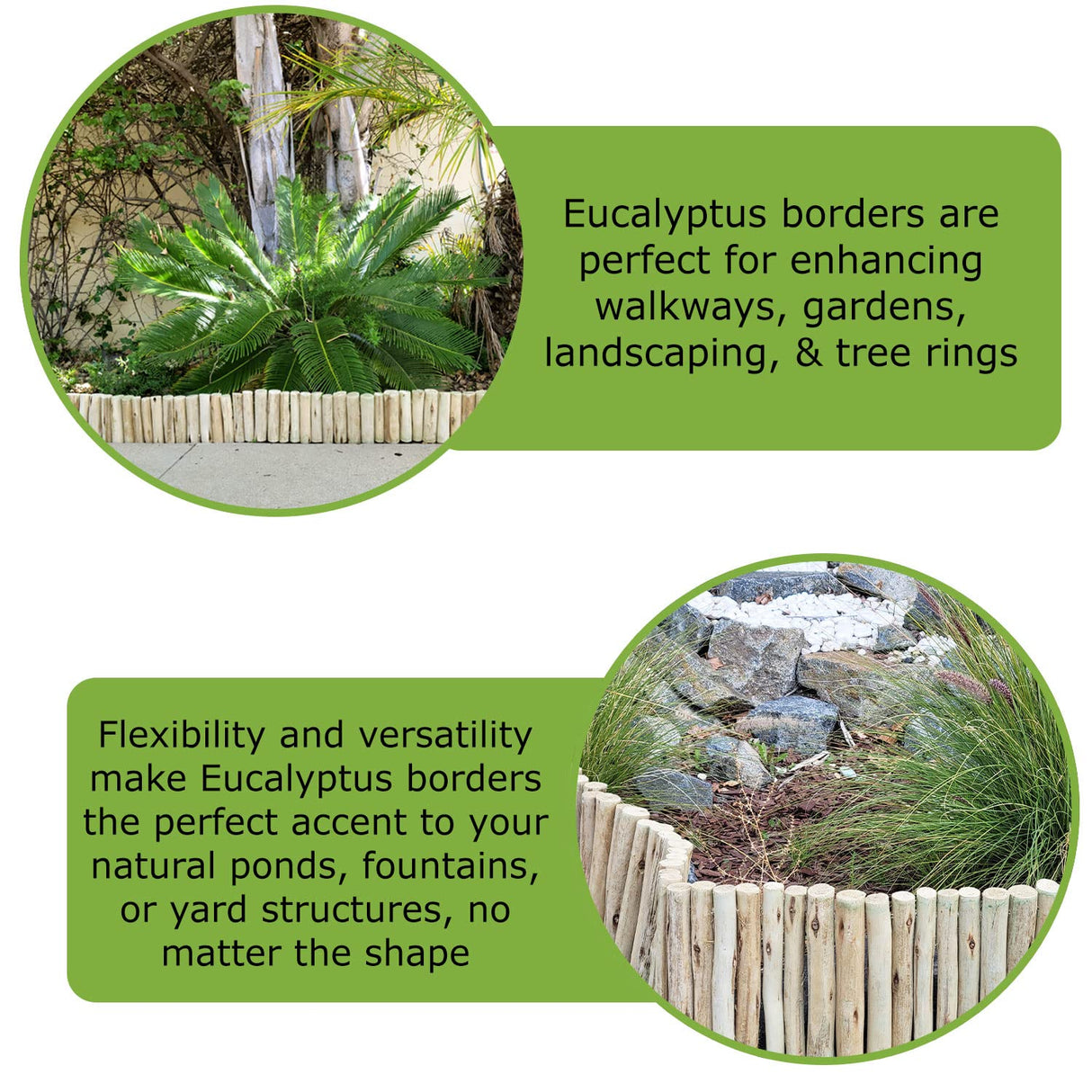 Backyard X-Scapes Natural Eucalyptus Wood Solid Log for Garden Border Edging Landscaping Borders Lawn 72 in L x 12 in H x 1.25 in D Backyard X-Scapes