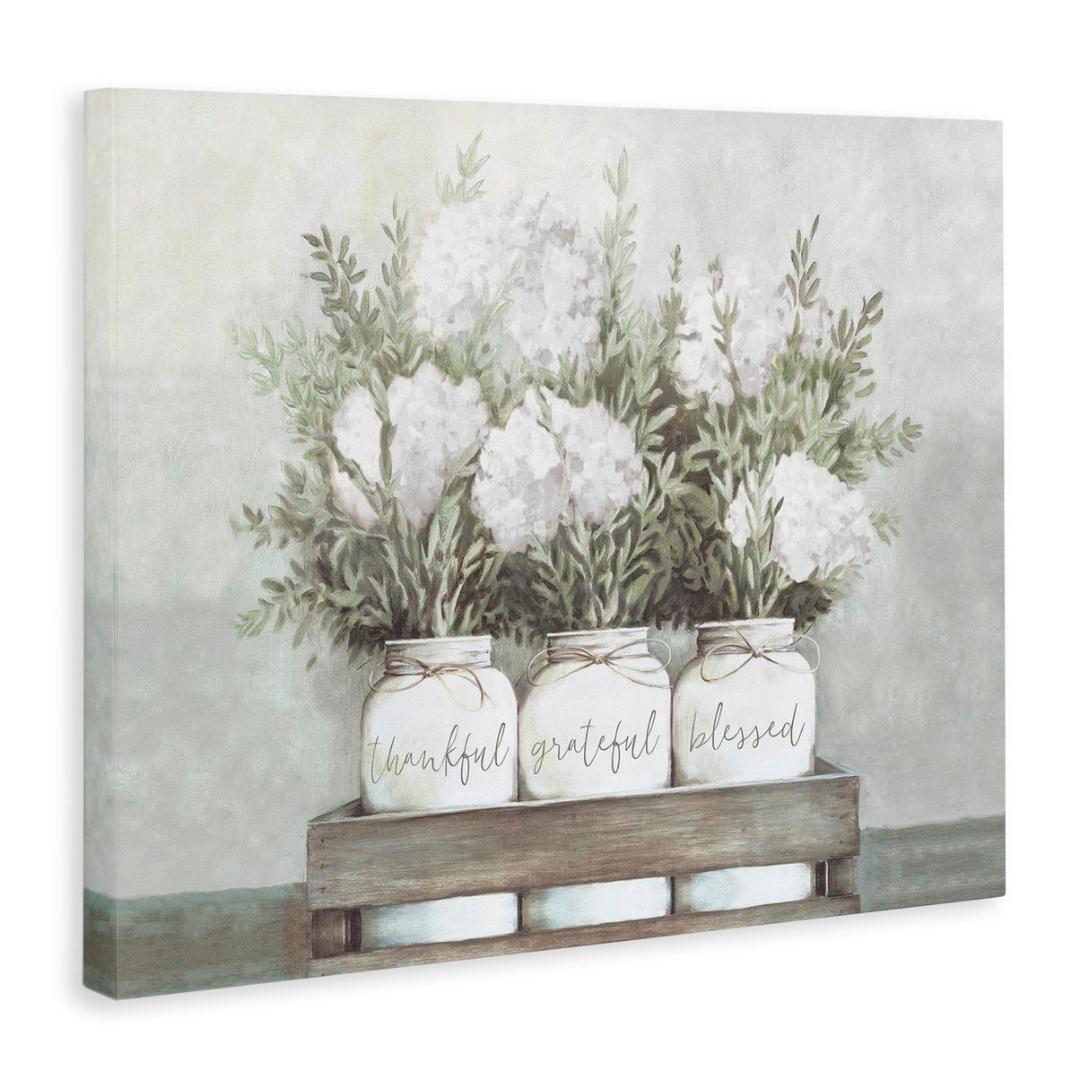 Stupell Industries Pristine Hydrangea Bouquets Thankful Grateful Blessed Sentiment Canvas Wall Art Design by Dogwood Portfolio Stupell Industries