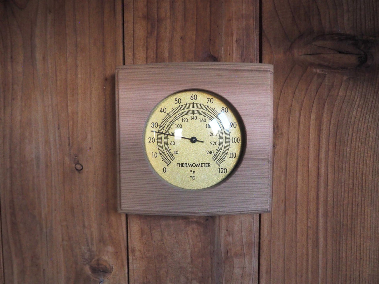 HSE Cedar Sauna Thermometer - Mechanical Thermometer with Minimalist Design and Glass Dials Home Sauna Experience