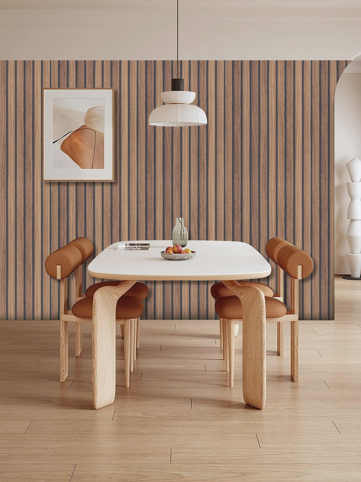 Abyssaly Wood Slat Wallpaper, Brown Shiplap Wood Grain Contact Paper Peel and Stick, Removable Self Adhesive Faux Wood Panel Wall Covering for Cabinets and Drawers 17.7 in X 236.2 in Abyssaly