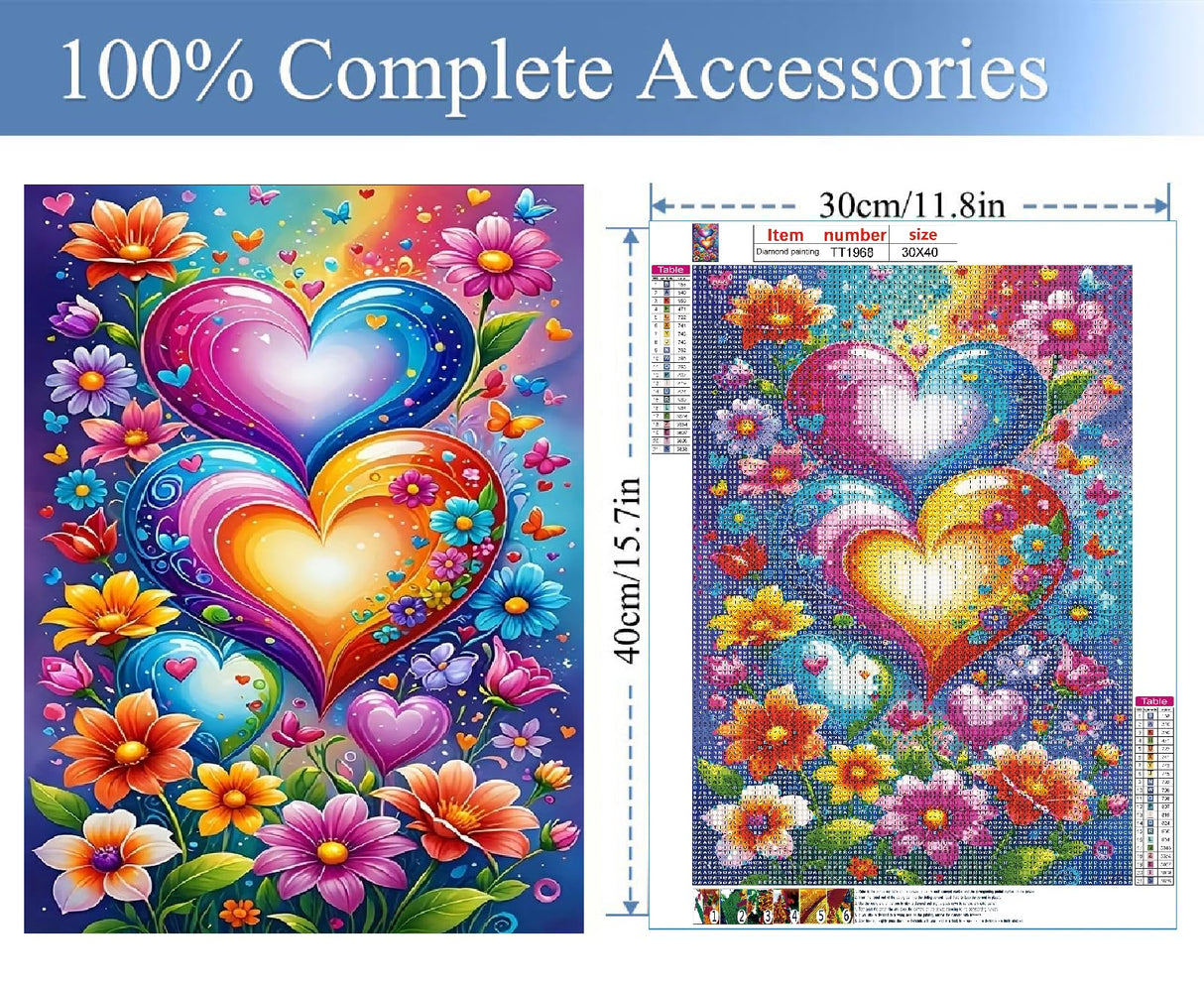 JFYHAB Love Diamond Painting Kits for Adults, Flower 5D Diamond Art Kits for Beginner DIY Full Drill Diamond Dots Crystal Craft Kits Gem Art for Home Wall Decor Gifts 11.8x15.7 inch JFYHAB