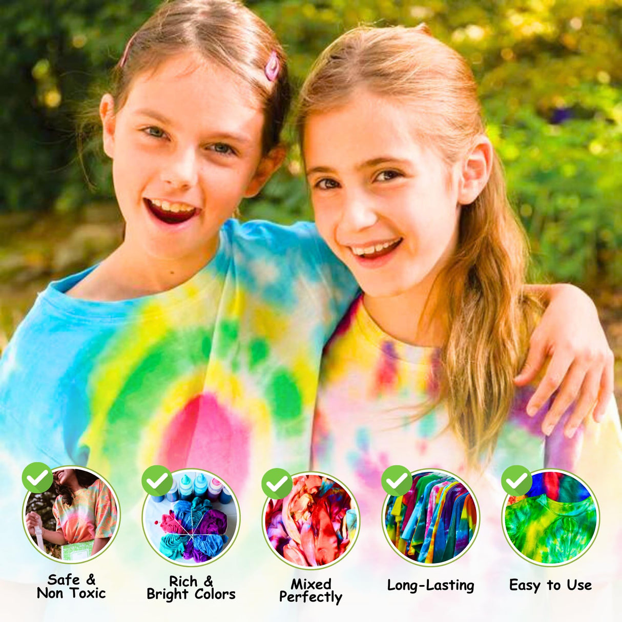 Tie Dye Kit for Kids & Adults - Complete DIY Tie Dye Set w/Tie Dye Powder in Tie Dye Refill Packets -Fun Kids Tie Dye Kit w/Nozzle Spray Tie Dye Kit for Fabric - Dye for Clothing (Pack of 20, 60 ml) Goodscious