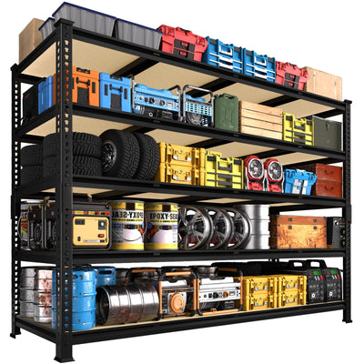 PrimeZone 60" W X 24" D X 72" H Heavy Duty Garage Storage Shelves - Adjustable Metal Shelving Unit, 5 Tier Industrial Shelves for Storage Standing Utility Rack for Warehouse, Pantry, Basement, Black