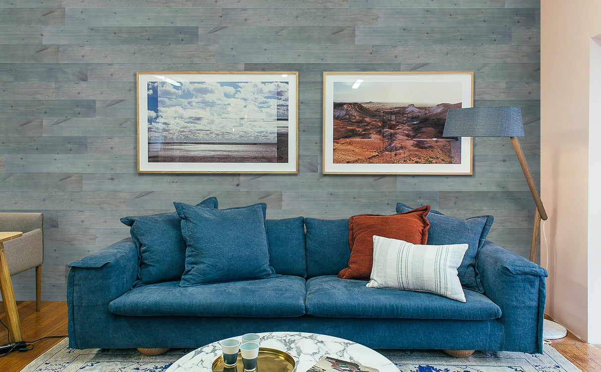 Brosisincorp Nail Up Real Barn Wood Planks, Thicken Rustic Reclaimed Wood Panel for Accent Walls, 11 Sq.Ft, 6 Pack, 48" L X 5.5" W X 0.3" Th - Charcoal Gray Brosisincorp