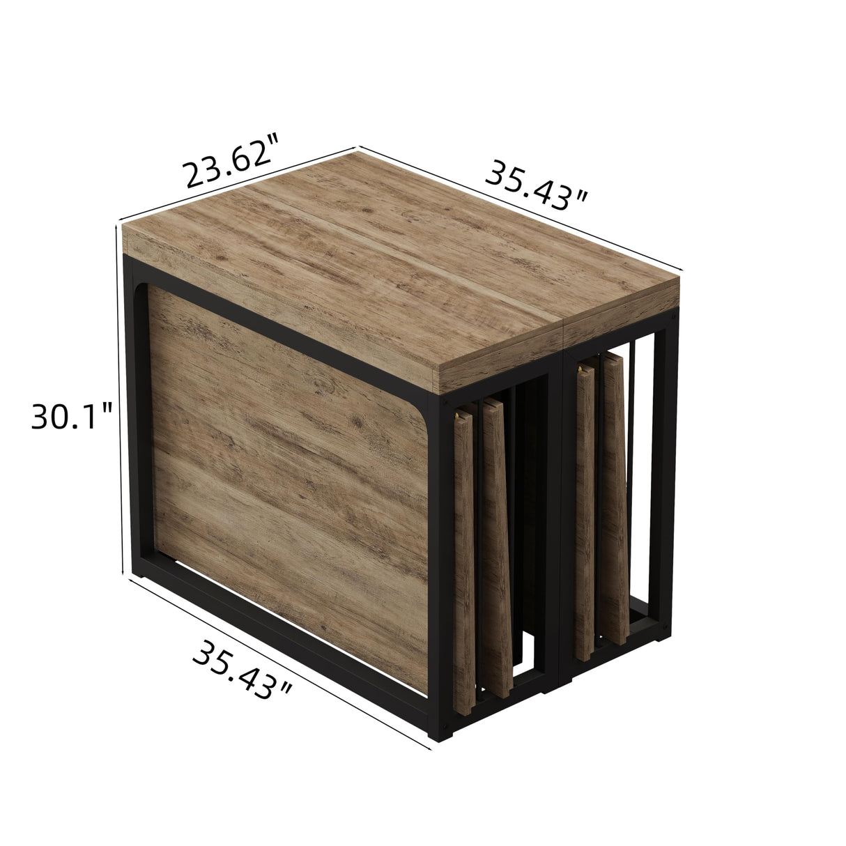 NTYUNRR 23.6" - 118" Extendable Dining Room Table, Modern Extra Long Folding Dining Tables for 2-10 People, Outdoor Patio Furniture Set, Adjustable Kitchen Dinner Table, Ancient Wood NTYUNRR