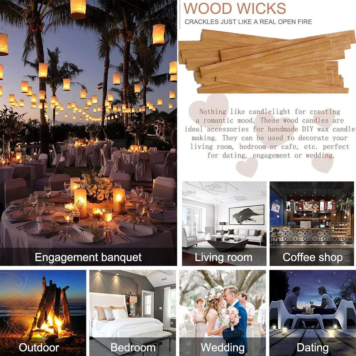 Double-Layered Wood Wicks for Candles Making, 30 Sets Wooden Wicks with Base, Wooden Candle Wick PXBBZDQ